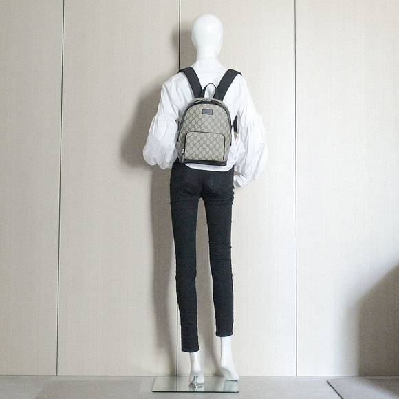 Gucci Gg Supreme Small Backpack Rucksack Beige Black - Picture 7 of 8